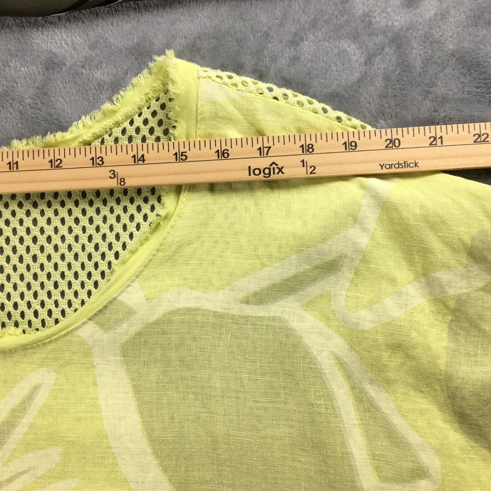 Bella Amore Italy Yellow Green Abstract Top One Size Mesh Oversized Blouse Boxy - Picture 5 of 16